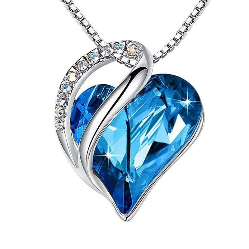 Sliver Heart Shaped Geometric Necklace Jewelry Women's Clavicle Chain Valentine's Mothers Day Gift