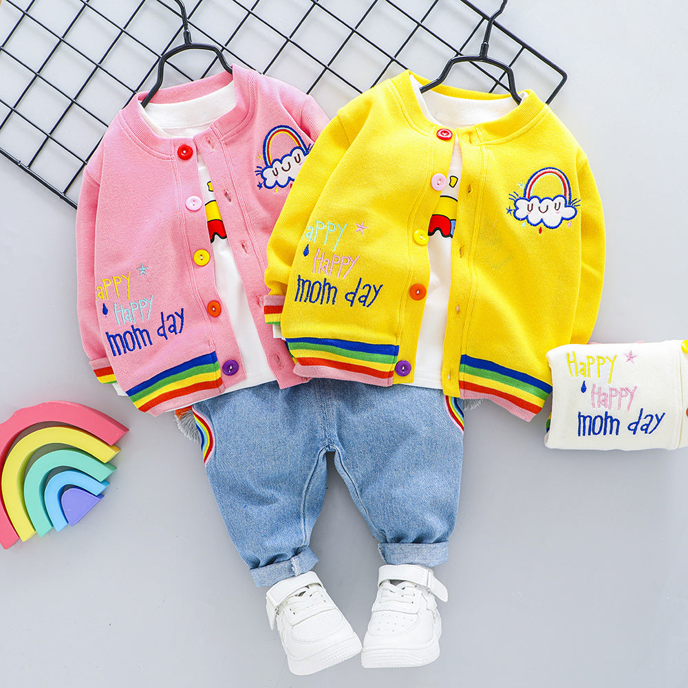 Rainbow Long Sleeve Kids Three-piece Set