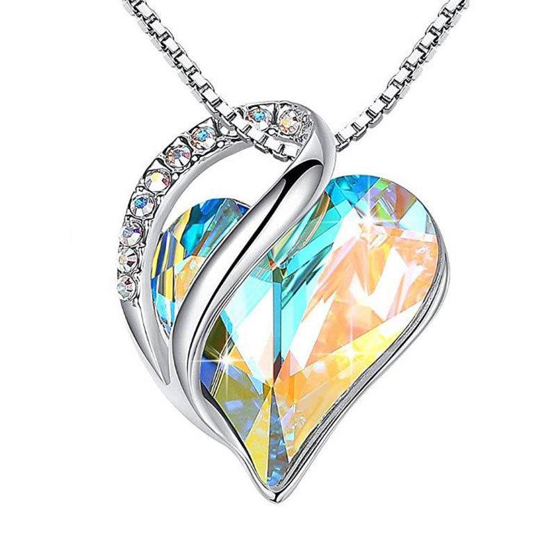Sliver Heart Shaped Geometric Necklace Jewelry Women's Clavicle Chain Valentine's Mothers Day Gift
