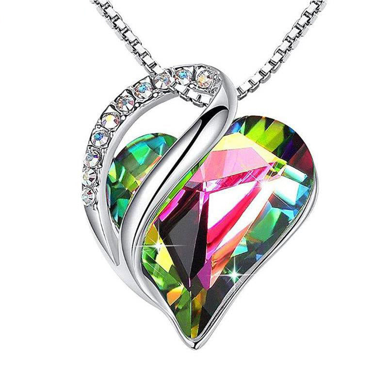 Sliver Heart Shaped Geometric Necklace Jewelry Women's Clavicle Chain Valentine's Mothers Day Gift