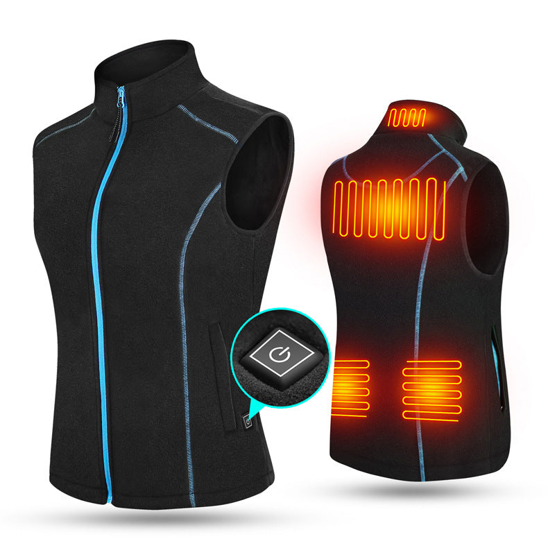 Fleece Electric Heating Vest USB Four Zone Thin Thermal Insulation Intelligent Heating