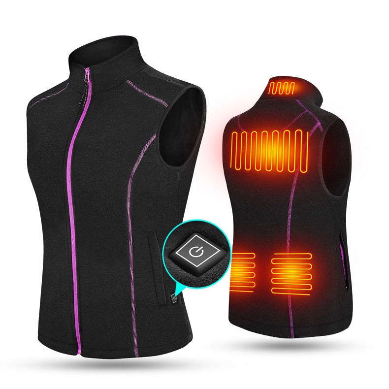 Fleece Electric Heating Vest USB Four Zone Thin Thermal Insulation Intelligent Heating