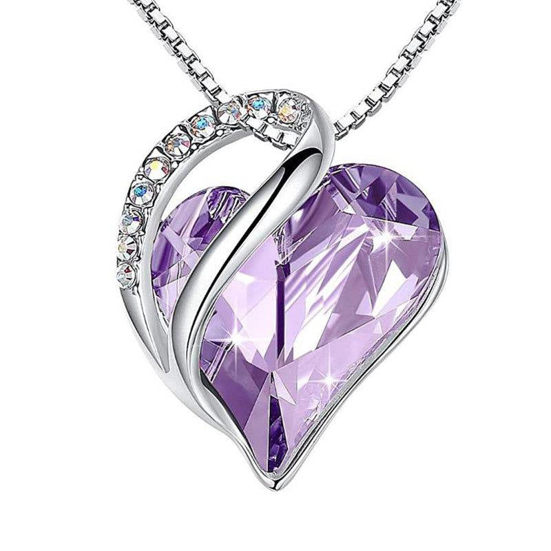 Sliver Heart Shaped Geometric Necklace Jewelry Women's Clavicle Chain Valentine's Mothers Day Gift