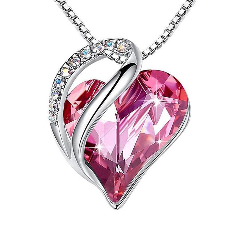 Sliver Heart Shaped Geometric Necklace Jewelry Women's Clavicle Chain Valentine's Mothers Day Gift