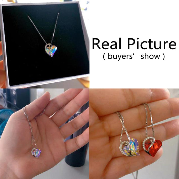 Sliver Heart Shaped Geometric Necklace Jewelry Women's Clavicle Chain Valentine's Mothers Day Gift