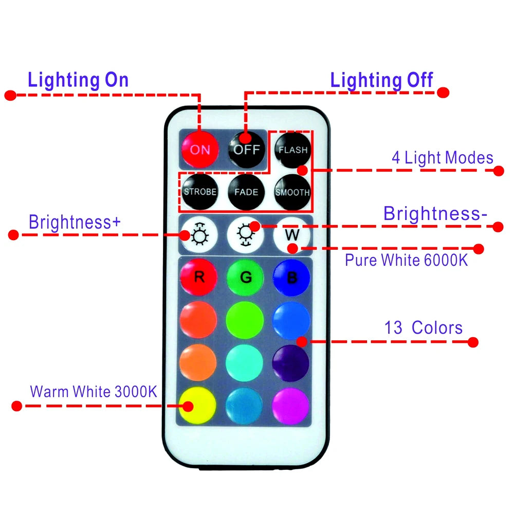 10 LEDs Submersible Light with Remote Control Battery Powered Underwater Night Lamp for Pool Vase Bowl Wedding Party Decoration