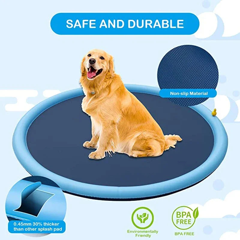 Swimming Pool With Water Sprinkler Pad Play & Cooling Mat Outdoor Interactive Fountain Toy for You and your Pets