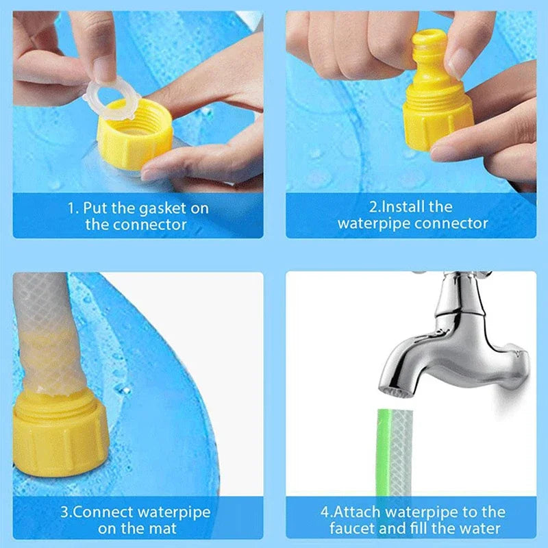 Swimming Pool With Water Sprinkler Pad Play & Cooling Mat Outdoor Interactive Fountain Toy for You and your Pets