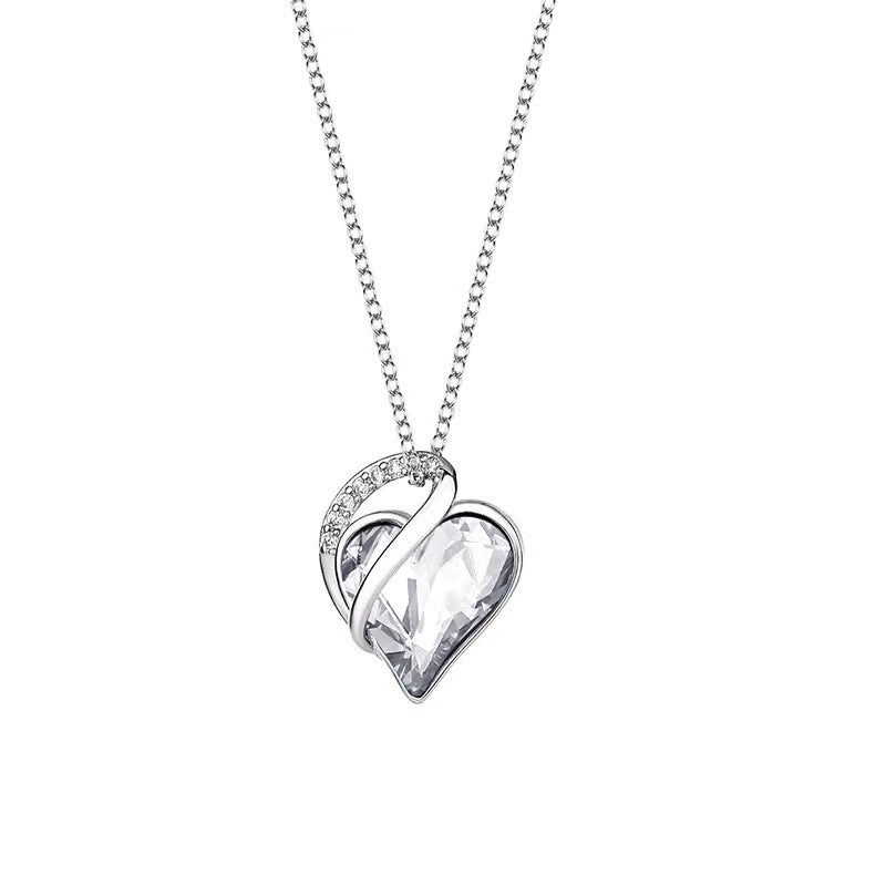 Sliver Heart Shaped Geometric Necklace Jewelry Women's Clavicle Chain Valentine's Mothers Day Gift