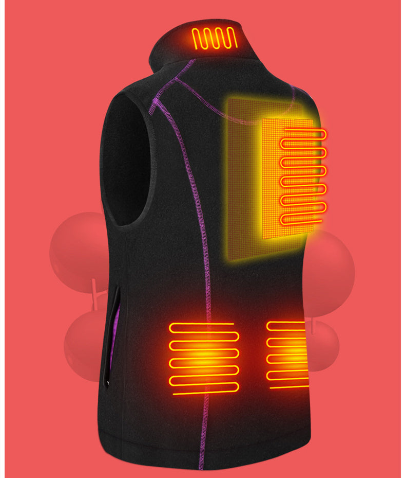 Fleece Electric Heating Vest USB Four Zone Thin Thermal Insulation Intelligent Heating