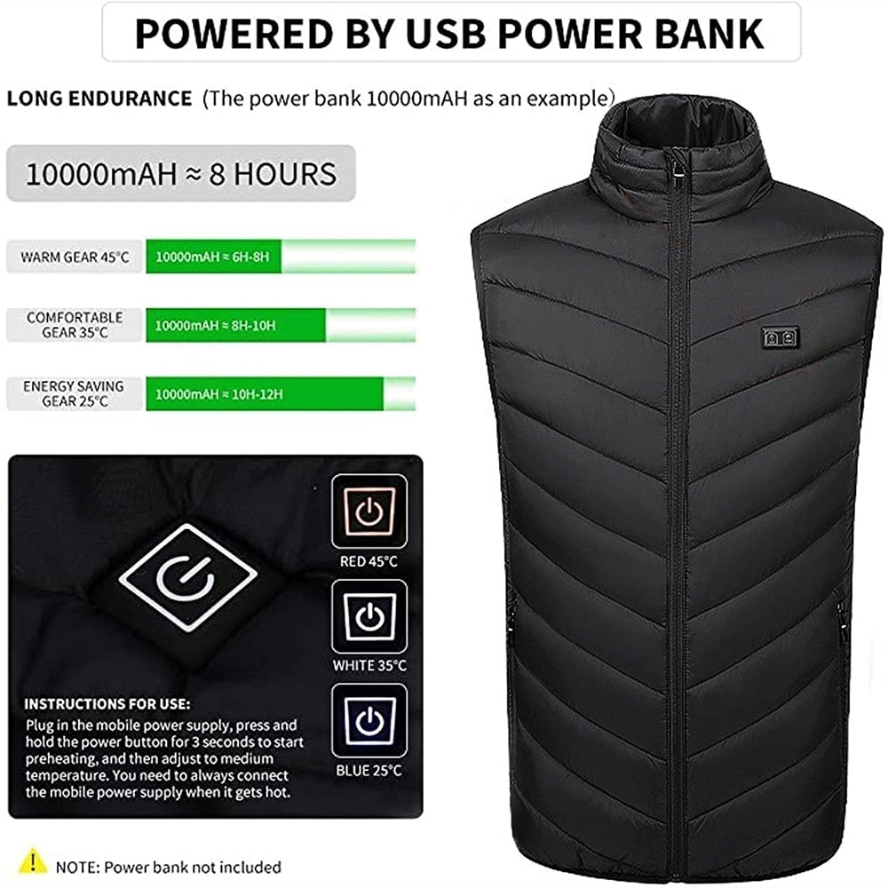 USB Heated Vest Winter Jacket