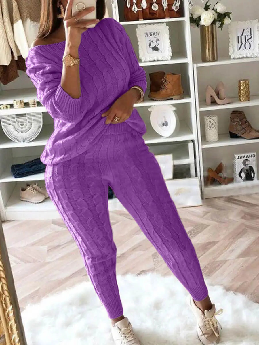 Plus Size Knit Pants Set