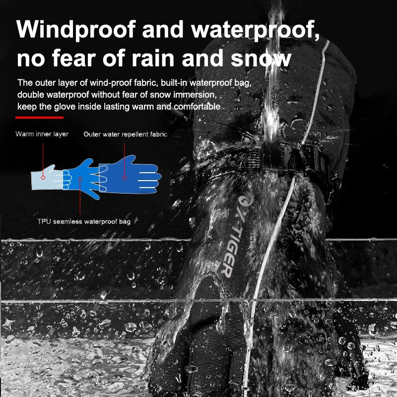 Winter Ski Gloves Waterproof Fleece