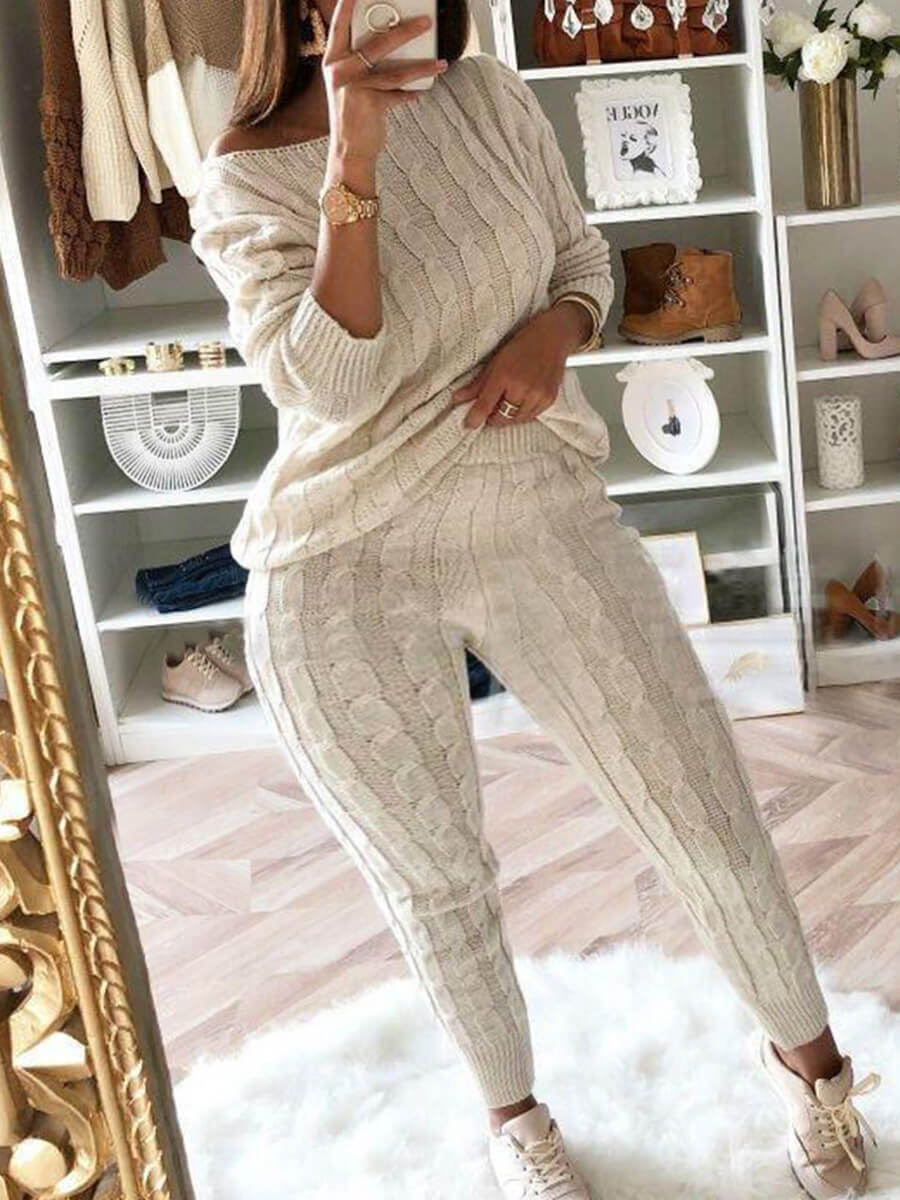 Plus Size Knit Pants Set