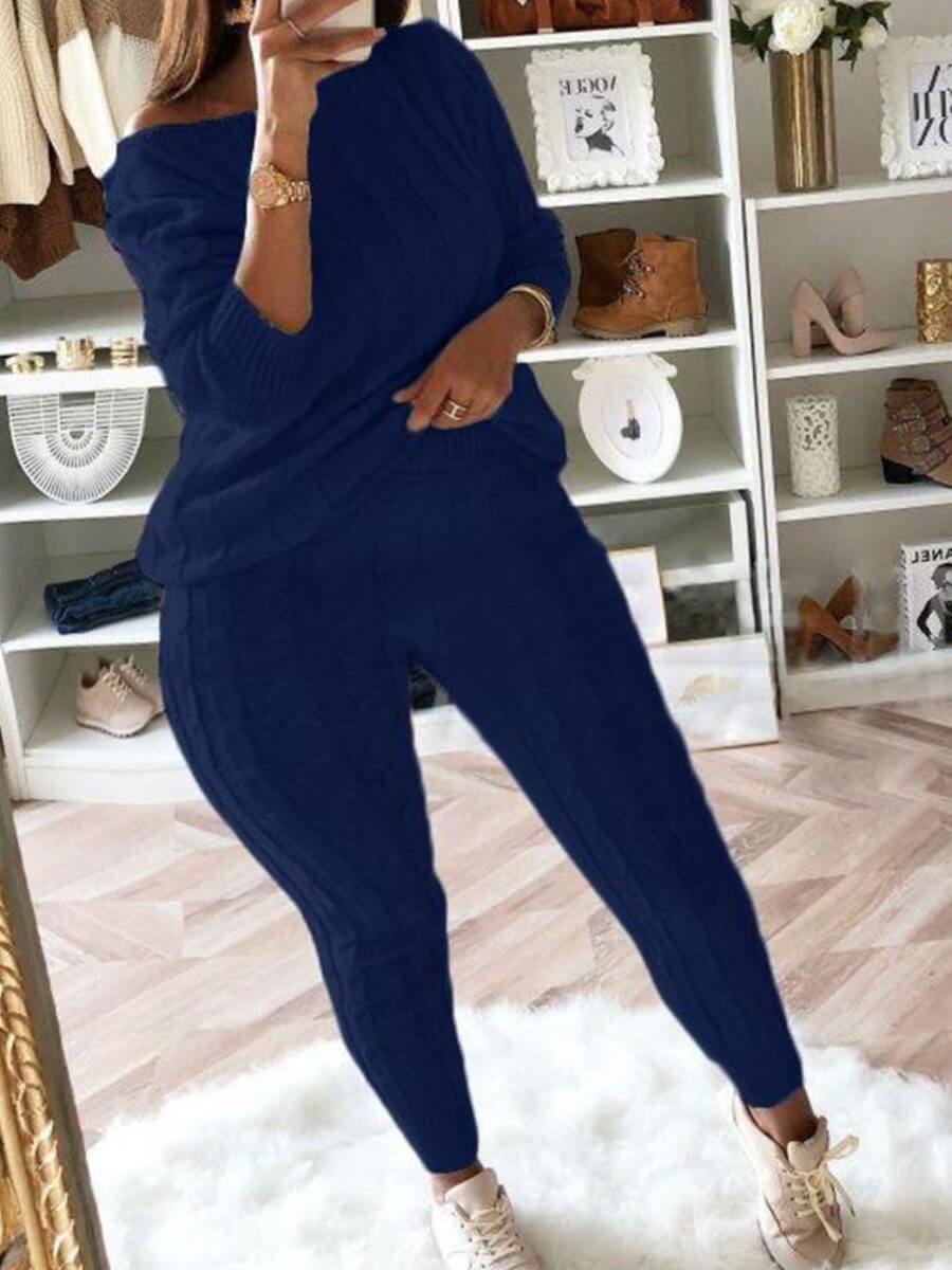 Plus Size Knit Pants Set
