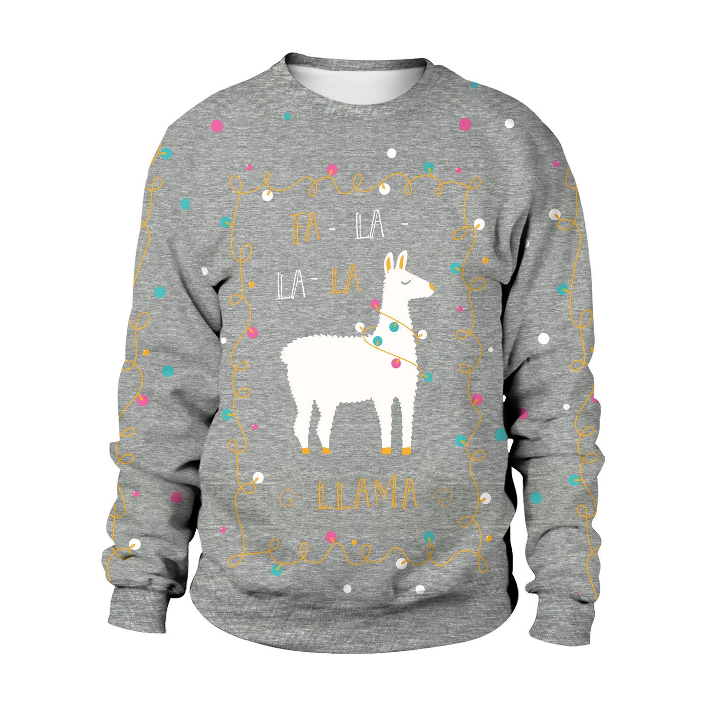 Women's Christmas Cute Alpaca Printed Crew Neck Sweatshirt