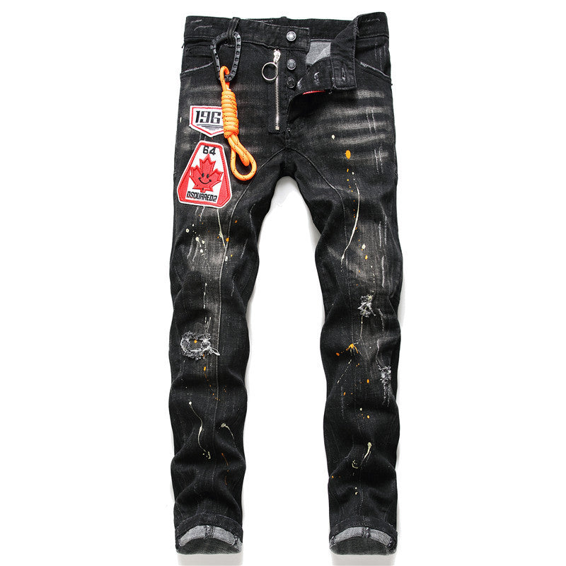 Paint Personality Patches Destroy Jeans For Men