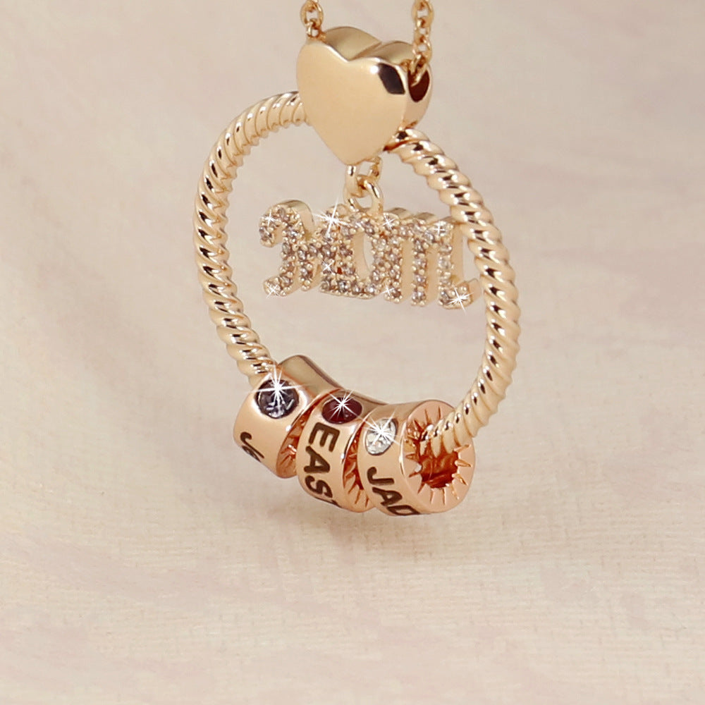 Unique Mother’s Day Birthday Stone Necklace with Mom Engraving: Meaningful Gift for Her