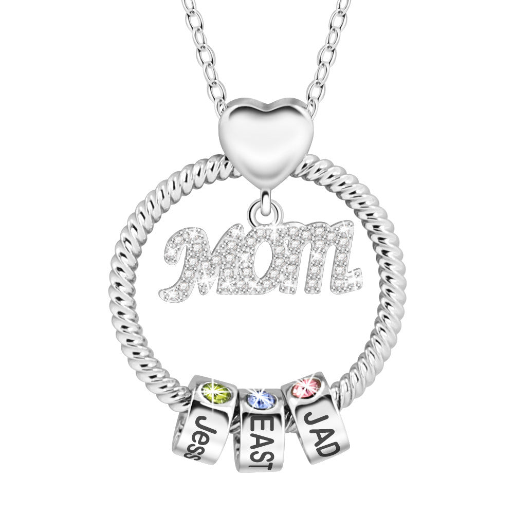 Unique Mother’s Day Birthday Stone Necklace with Mom Engraving: Meaningful Gift for Her