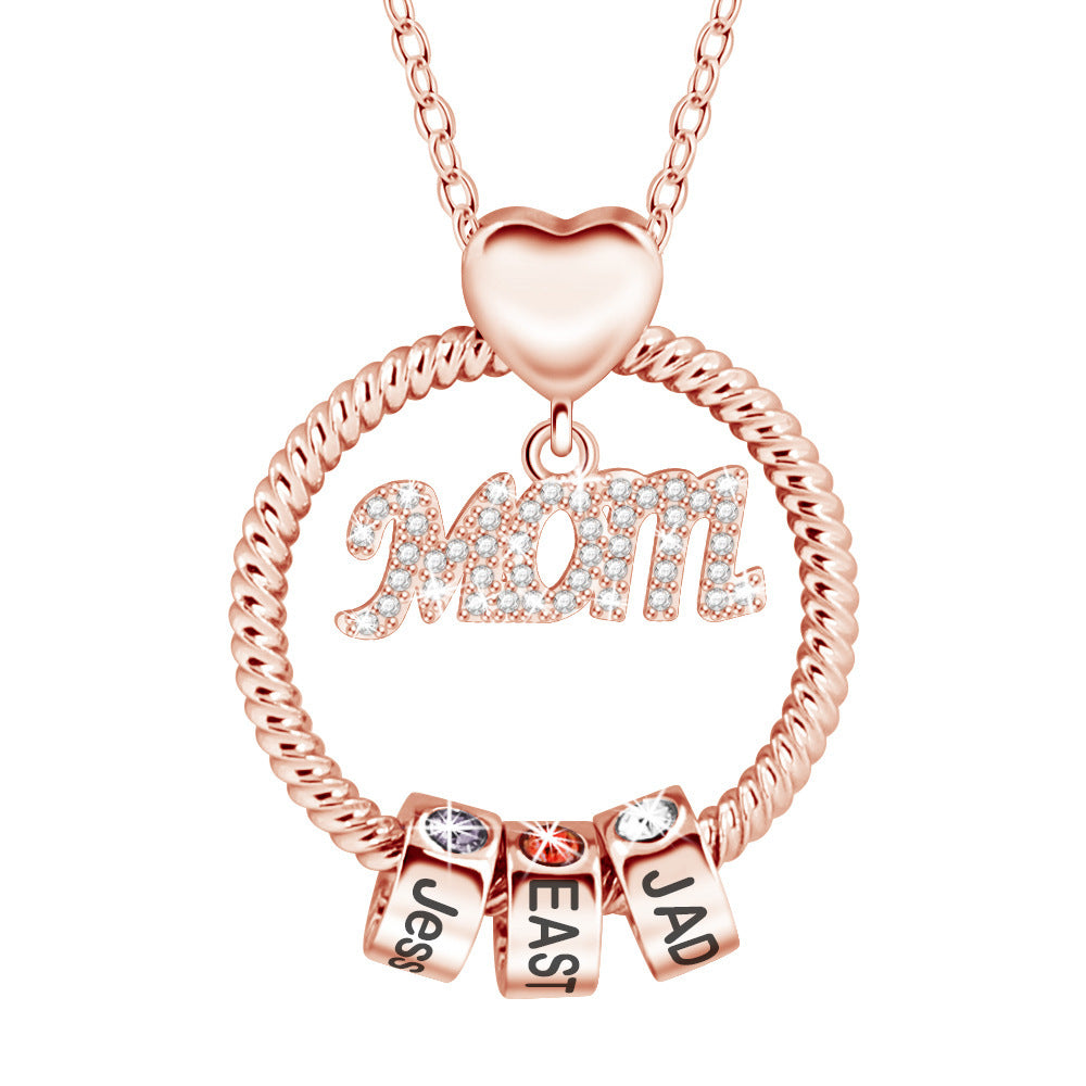 Unique Mother’s Day Birthday Stone Necklace with Mom Engraving: Meaningful Gift for Her