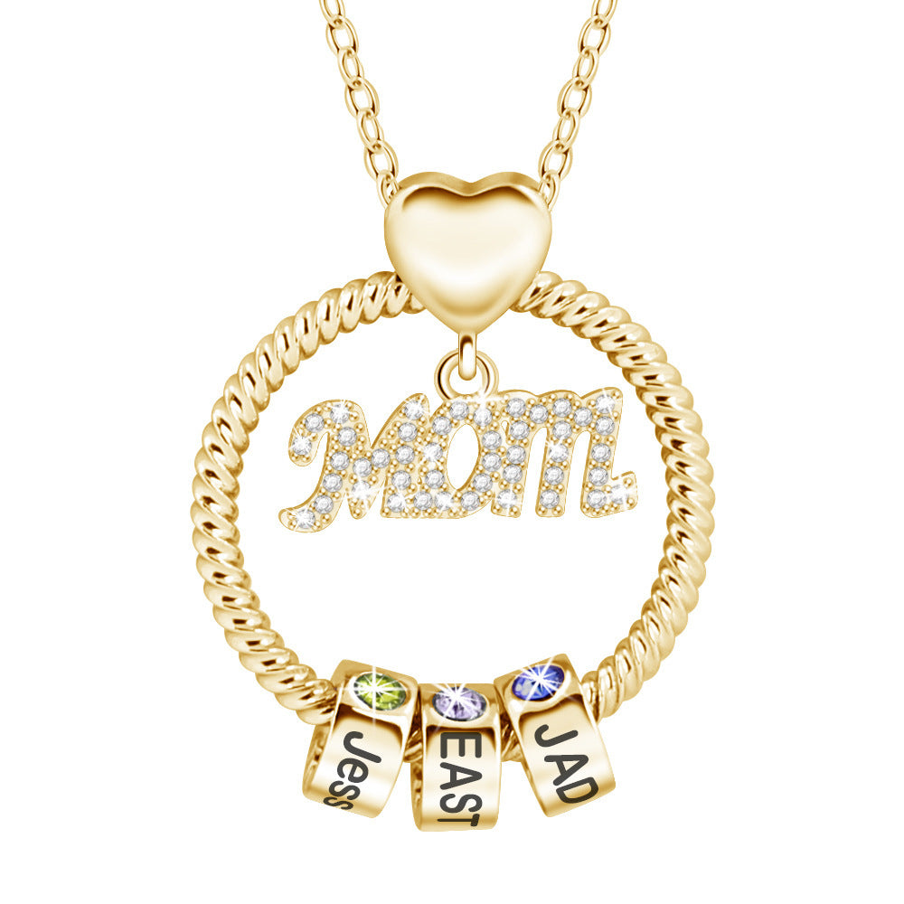 Unique Mother’s Day Birthday Stone Necklace with Mom Engraving: Meaningful Gift for Her