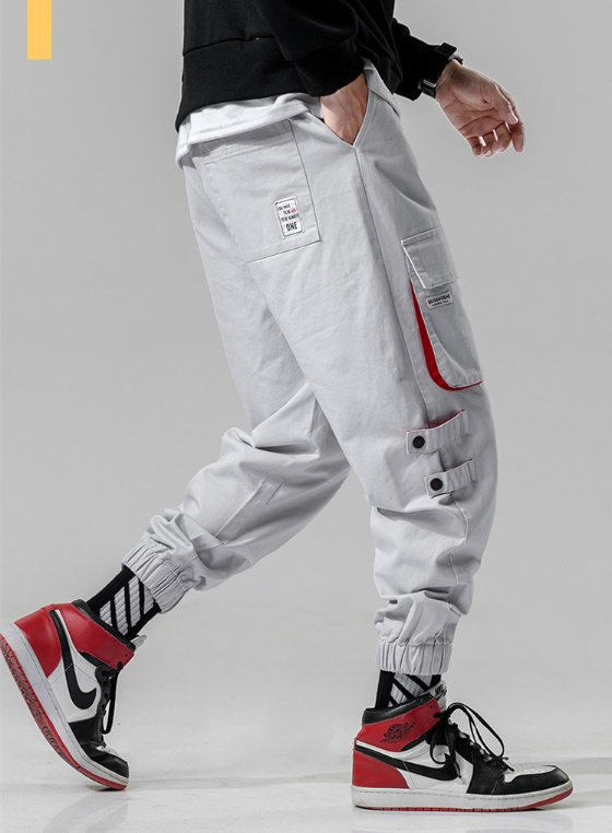 Elastic Waist Punk Pants Cargo Jogger Pants