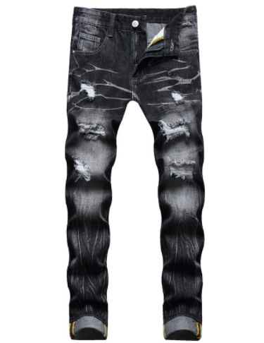 Men Vintage Distressed Denim Jeans Trousers Pants