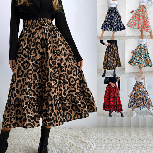 Women's Casual Leopard Print Simple Slim Skirt