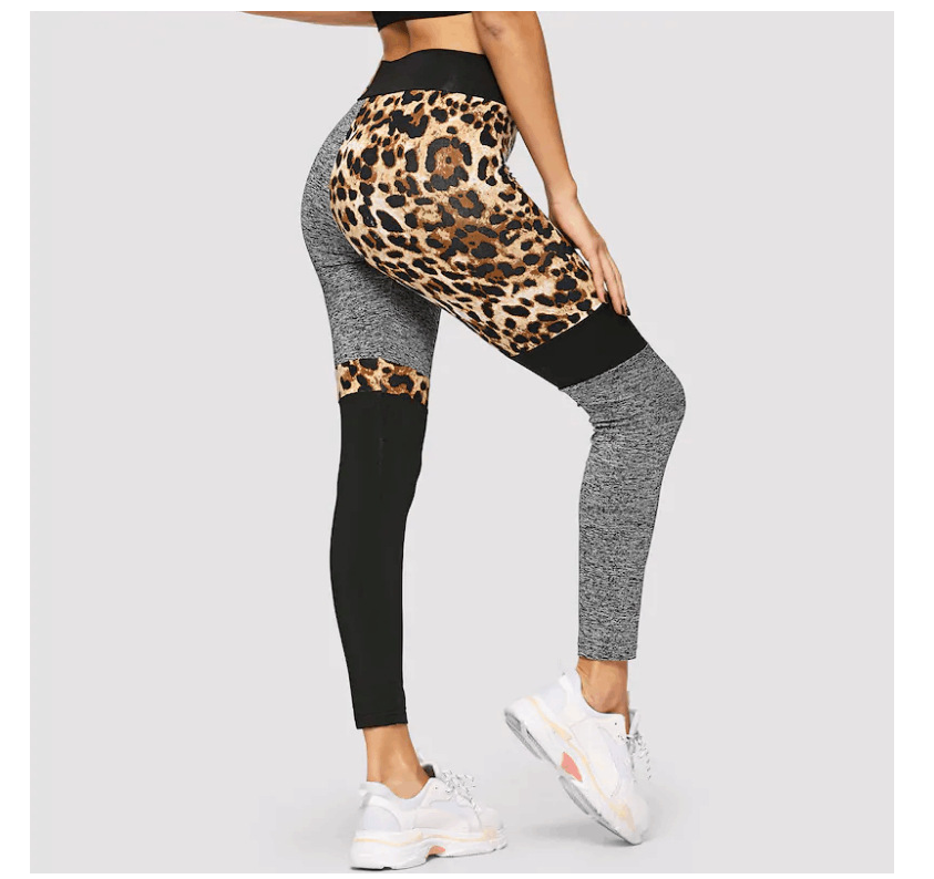 Leopard irregular stitching leggings