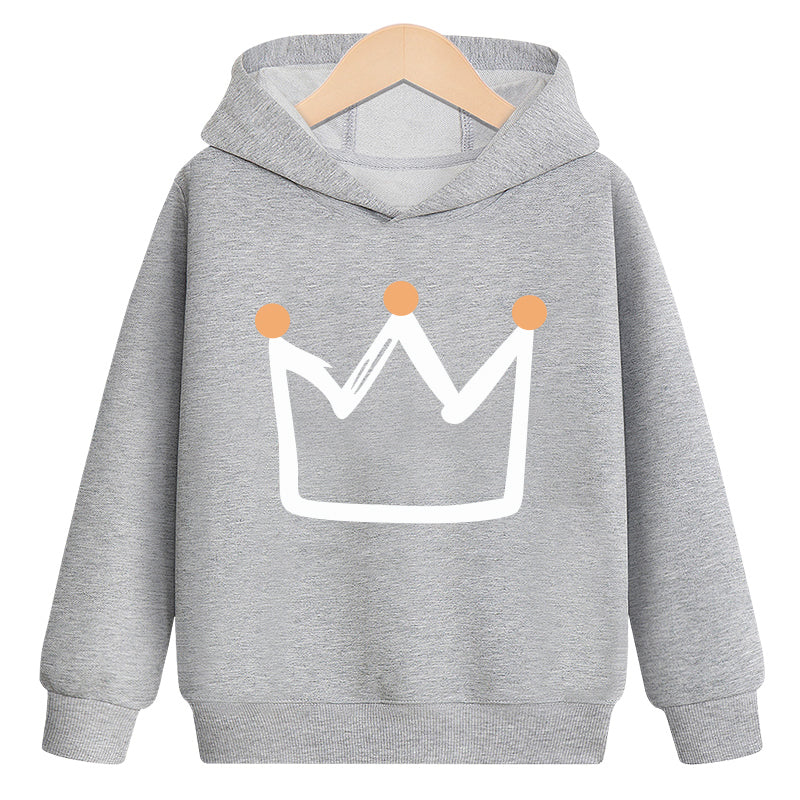 Crown hooded plus velvet sweatshirt