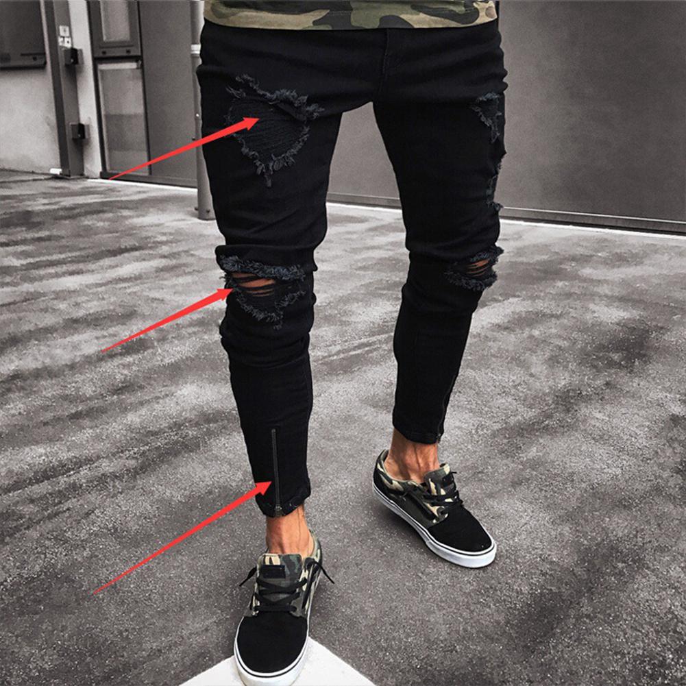 Pants Jeans For Men Trousers Long Basic Broken Clothes