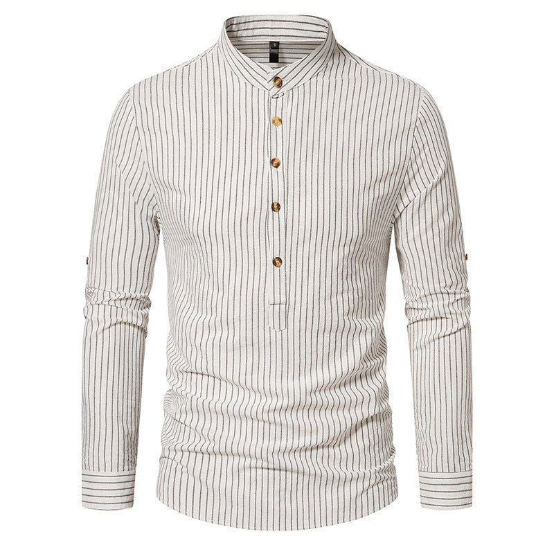 Men's Long-sleeved Striped Shirt Fashion Brand