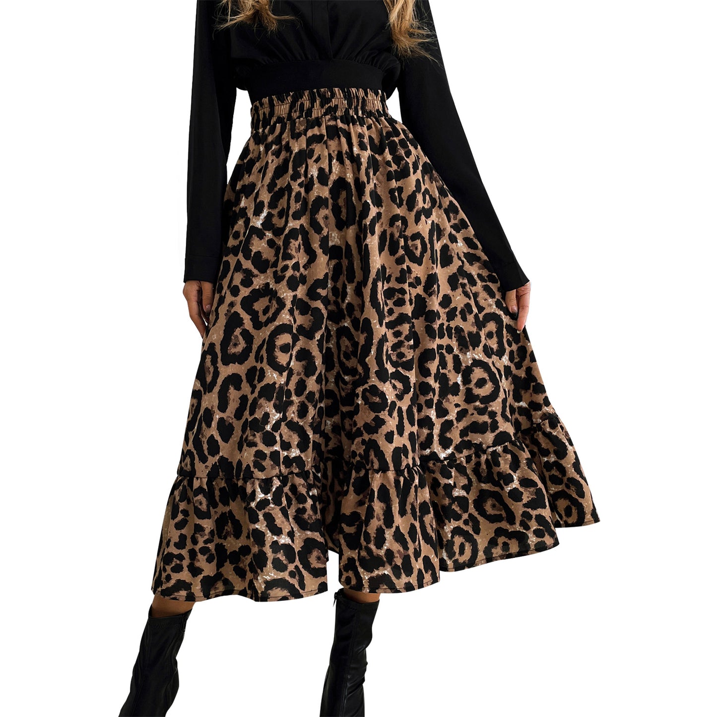 Women's Casual Leopard Print Simple Slim Skirt