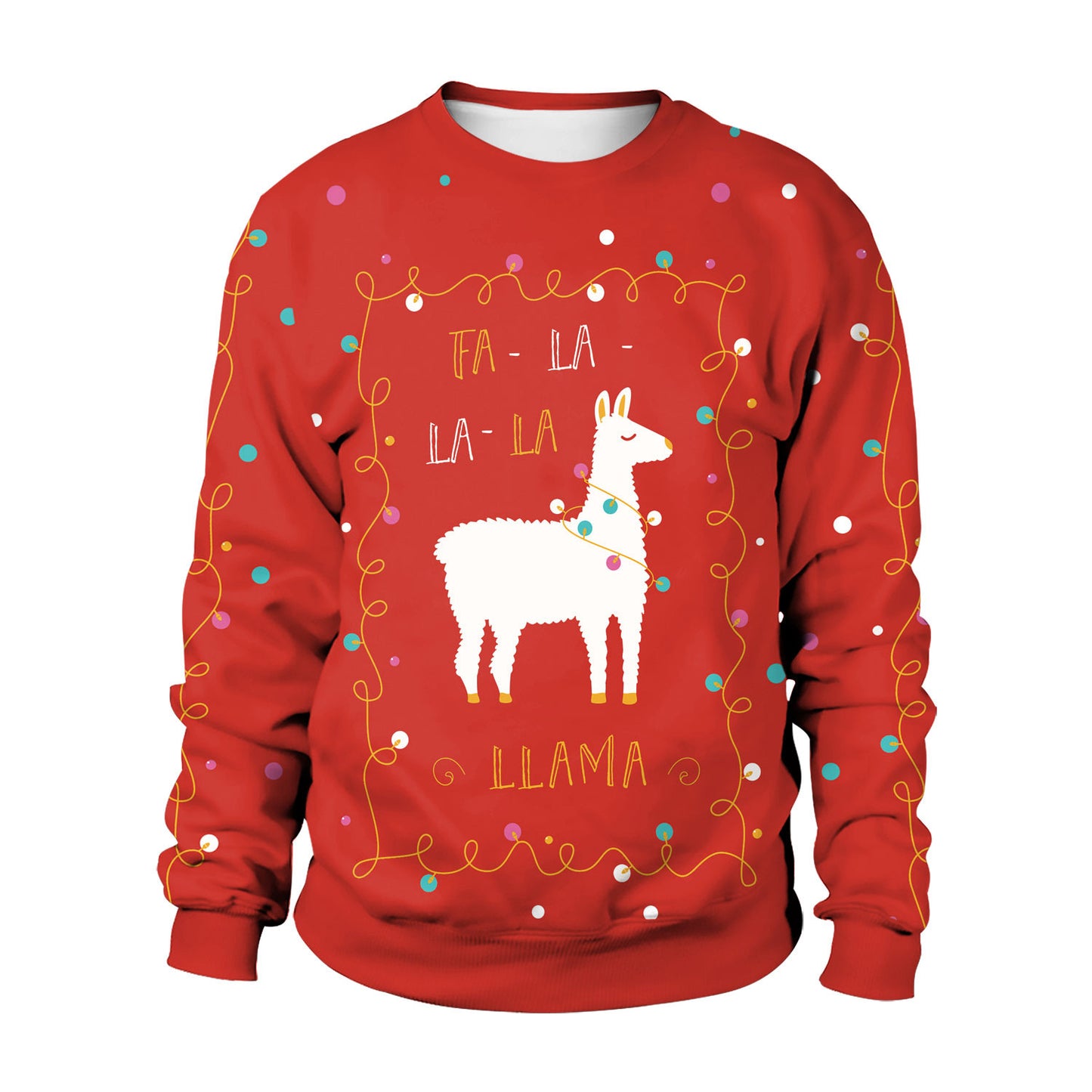 Women's Christmas Cute Alpaca Printed Crew Neck Sweatshirt