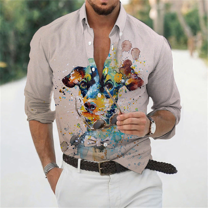 Men's Seaside Vacation Long Sleeve Printed Shirt