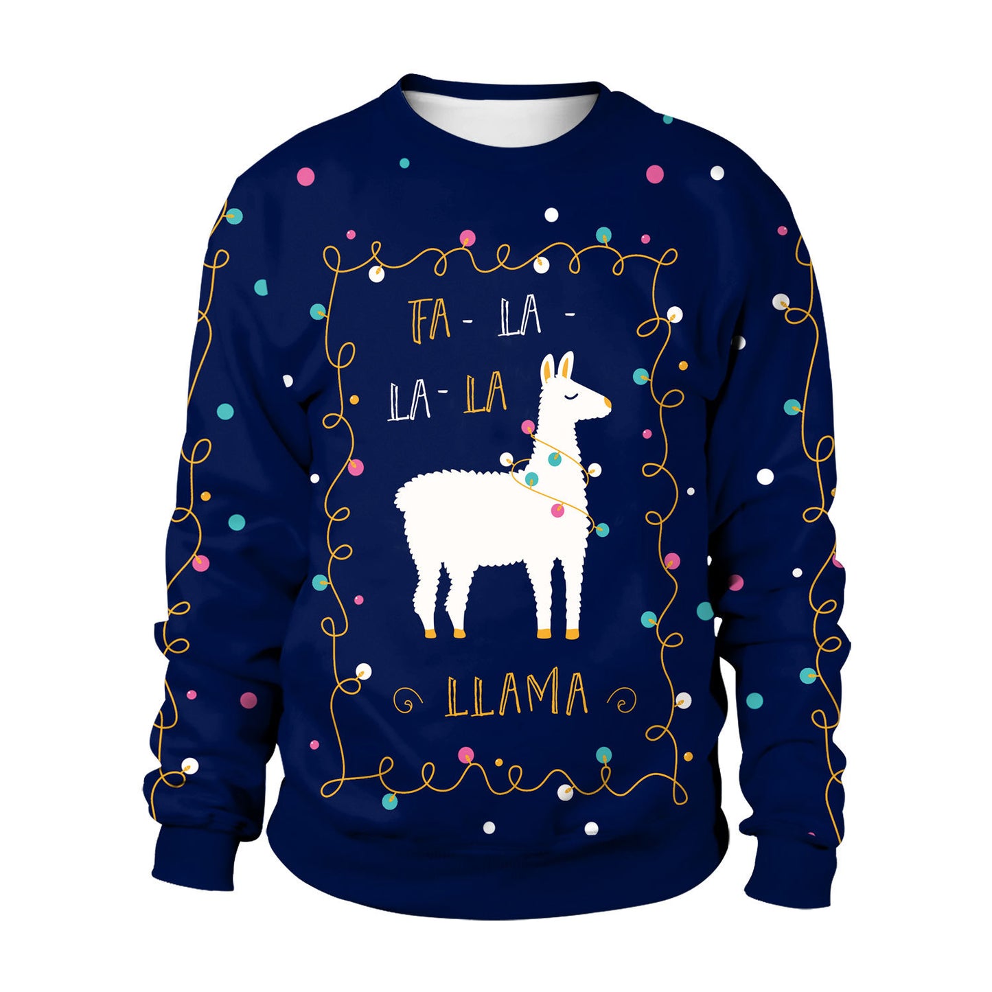 Women's Christmas Cute Alpaca Printed Crew Neck Sweatshirt