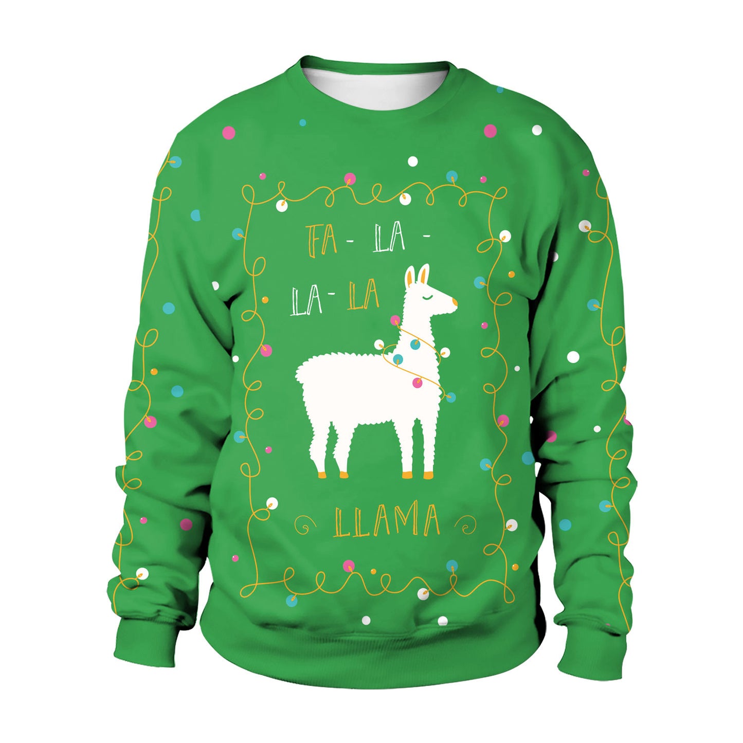 Women's Christmas Cute Alpaca Printed Crew Neck Sweatshirt