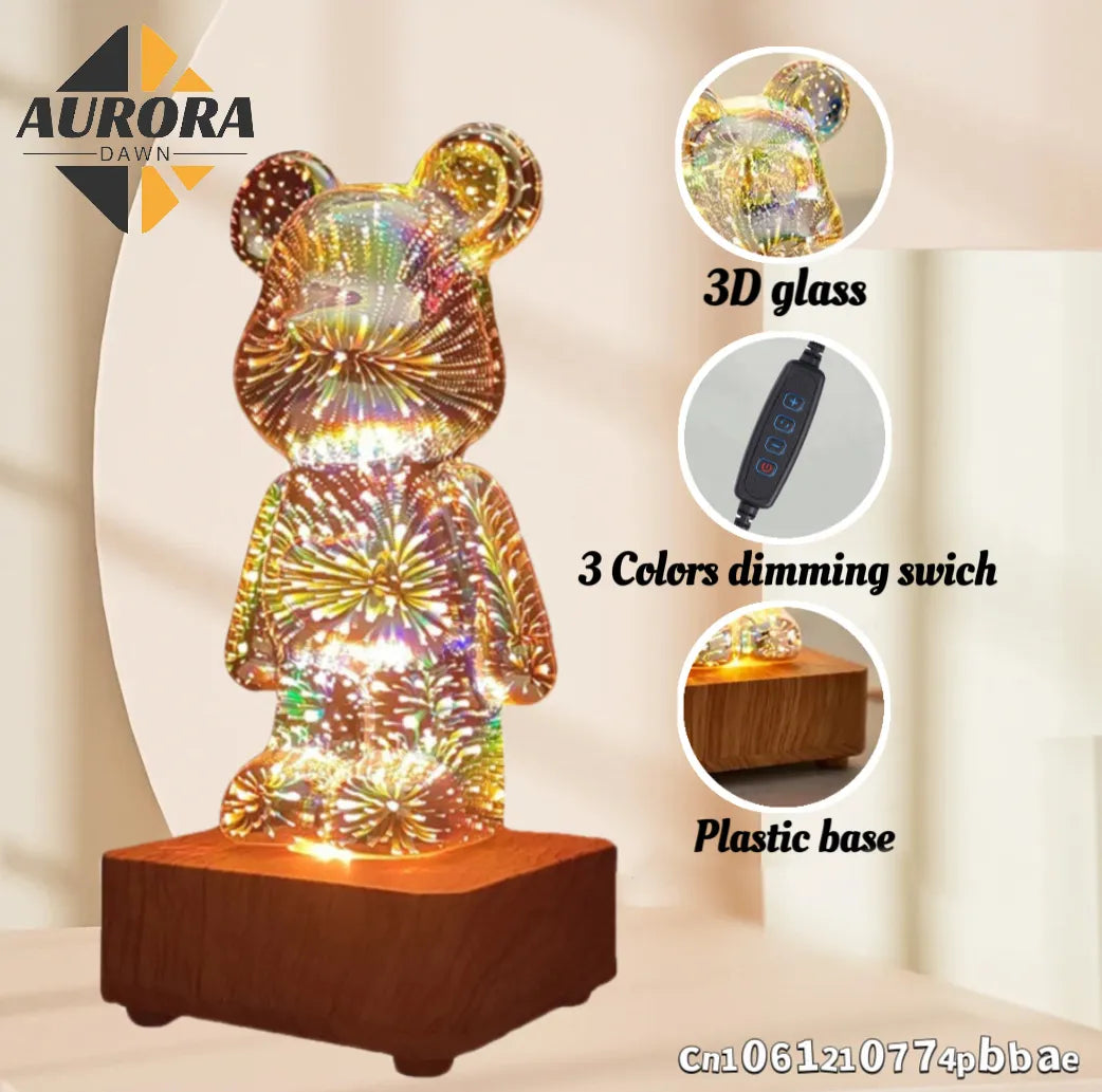 LED 3D Bear Firework Night Light For Kids and Adults