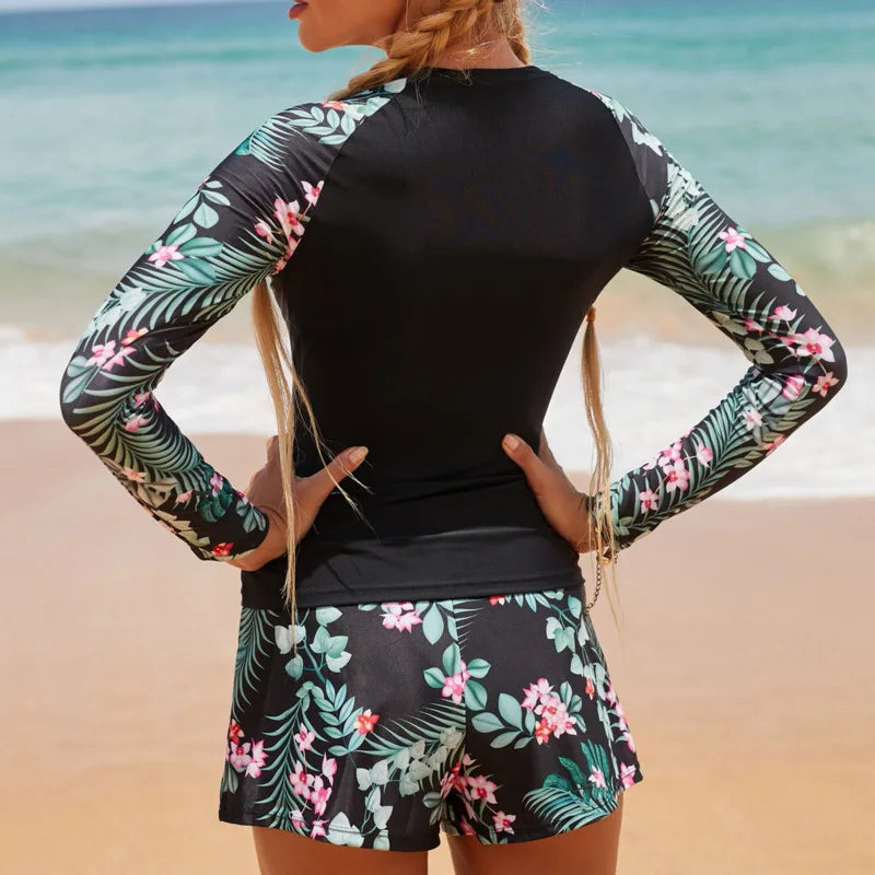 Stylish Women's Two-Piece Bathing Suit with Shorts: Beach Ready Fashion