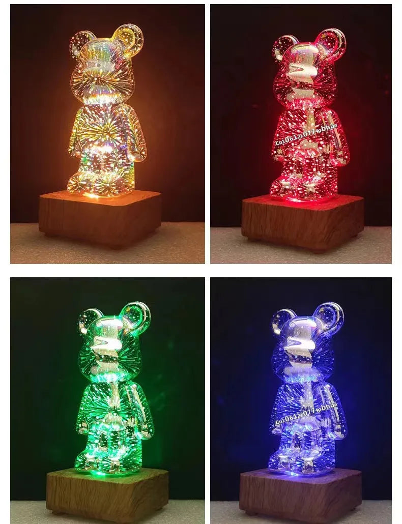 LED 3D Bear Firework Night Light For Kids and Adults