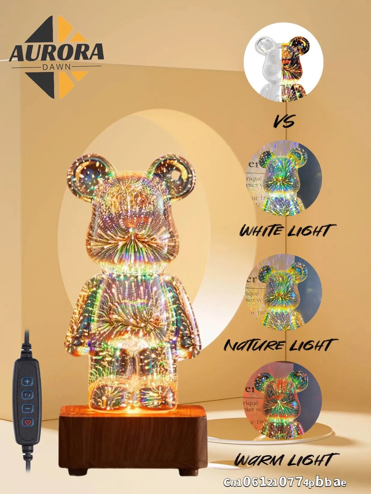 LED 3D Bear Firework Night Light For Kids and Adults