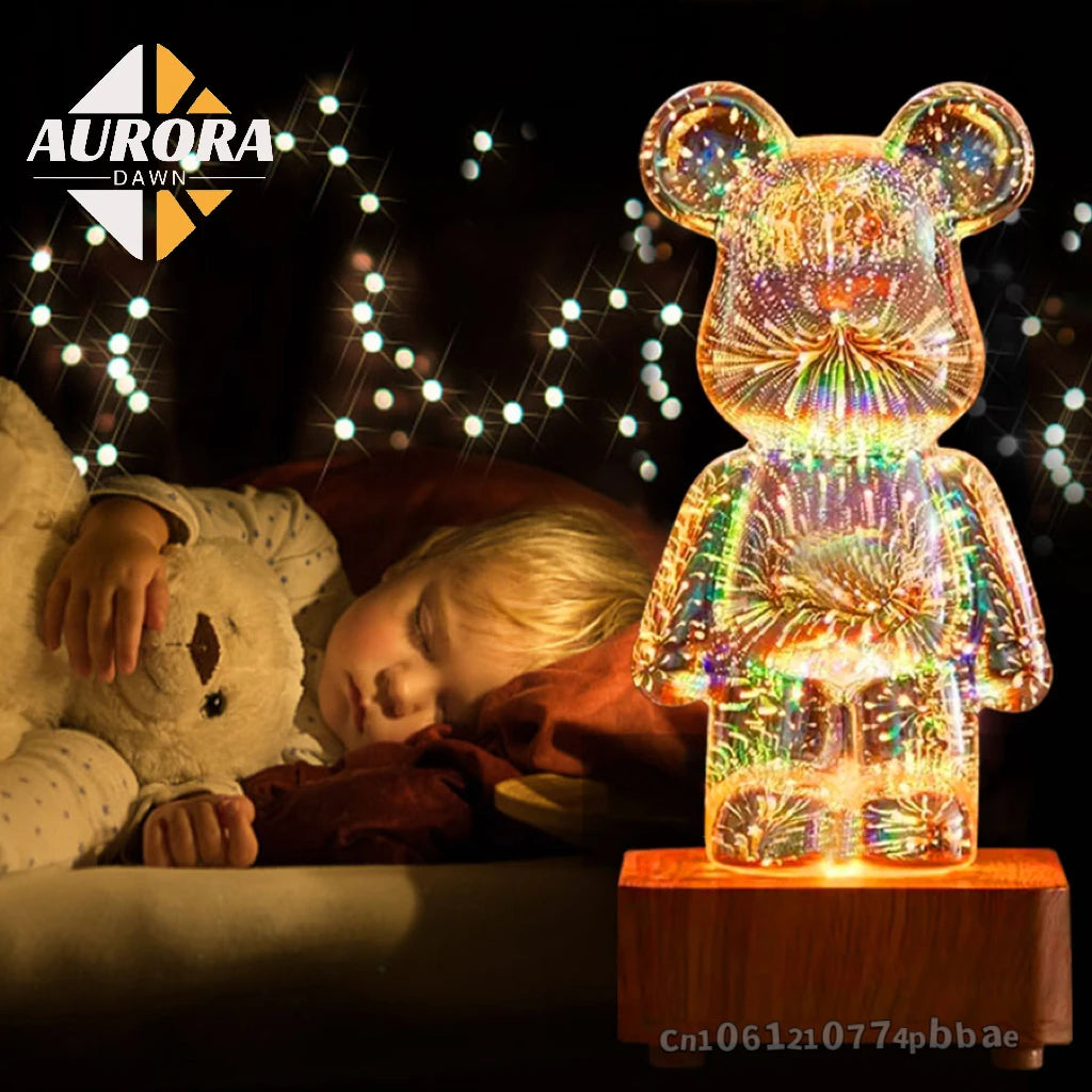 LED 3D Bear Firework Night Light For Kids and Adults