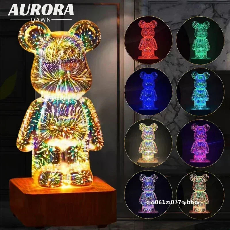 LED 3D Bear Firework Night Light For Kids and Adults