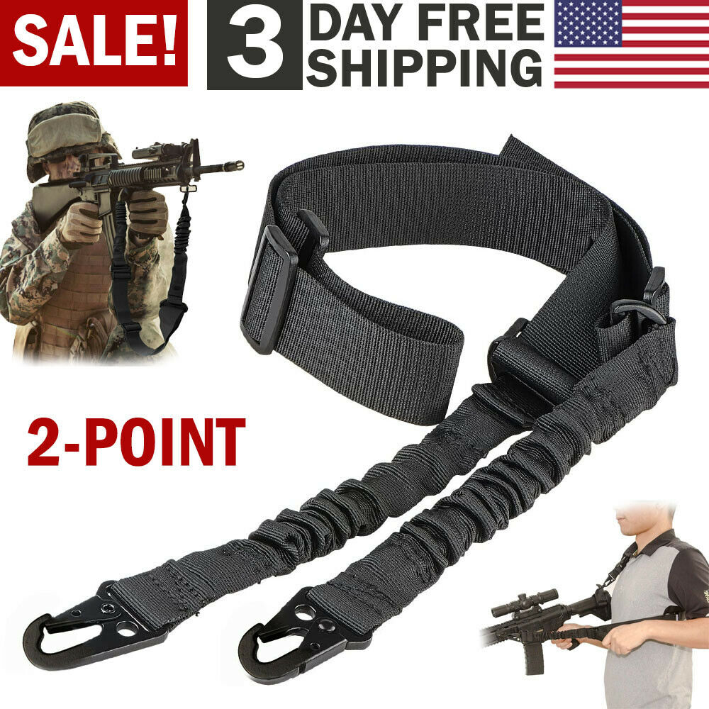 Tactical Rifle Sling Gun Shoulder Strap 2 Point Hooks One Single Strap Hunting