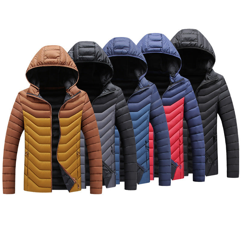 Hooded Padded Winter Jacket Slim Fit Imitation Down Padded Jacket Thick Mens Autumn And Winter