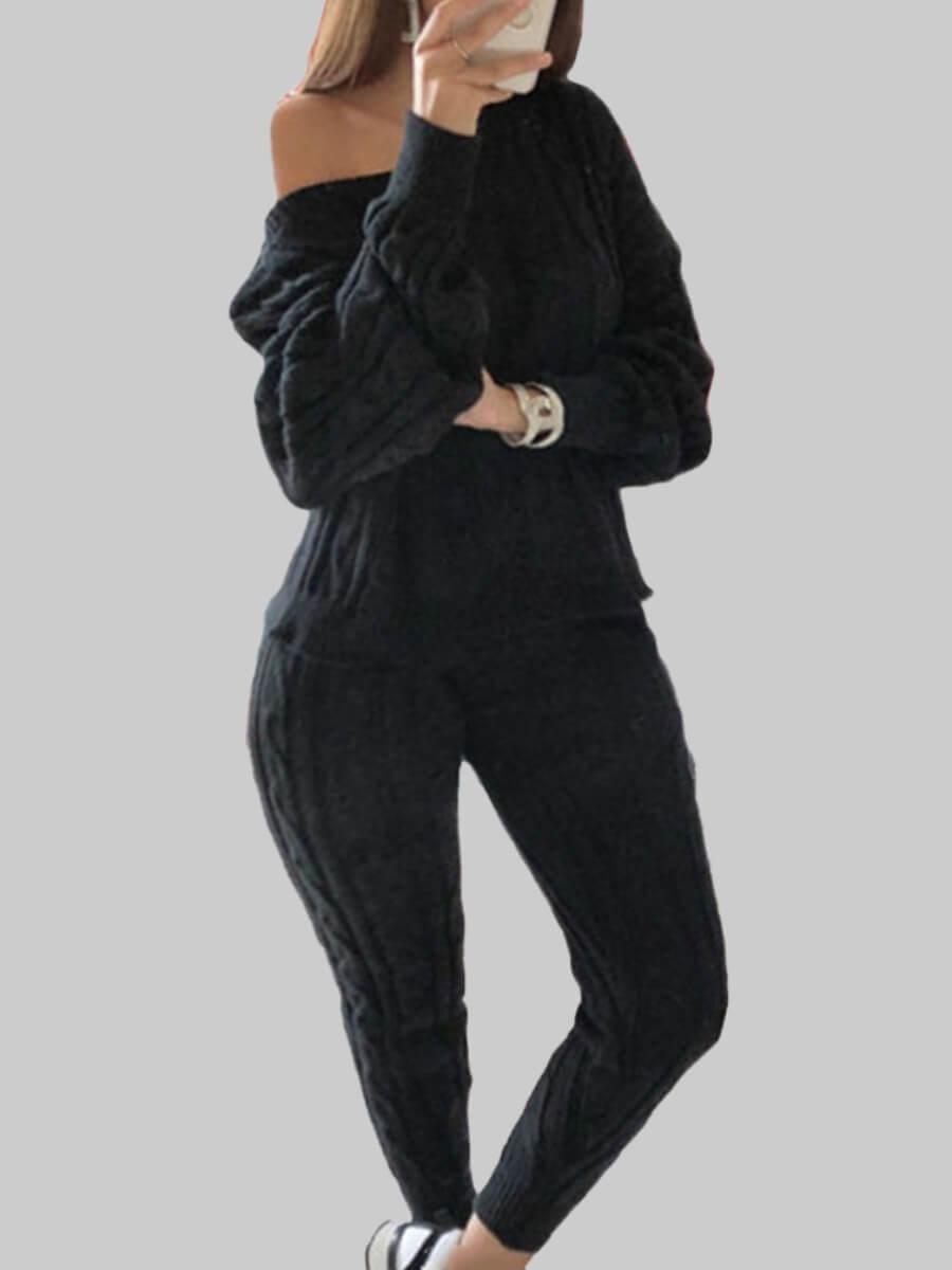 Plus Size Knit Pants Set